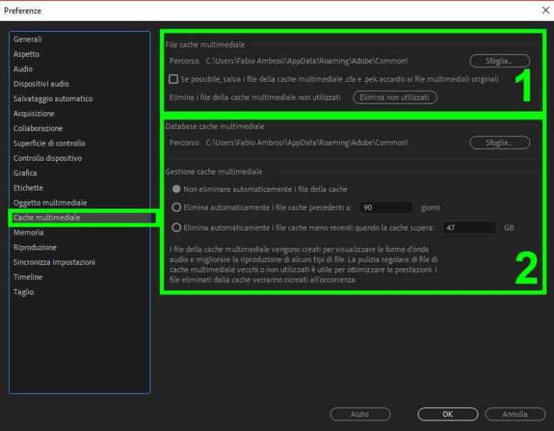 Cache file multimediale Adobe Premiere 2019 Cache file multimediale Adobe Premiere 2019