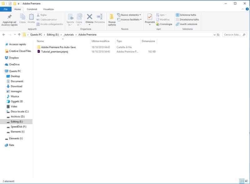 Progetti Premiere: come vengono organizzati i file e le cartelle?