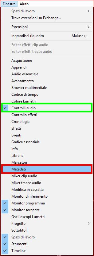 Interfaccia Adobe Premiere Pro: pannelli