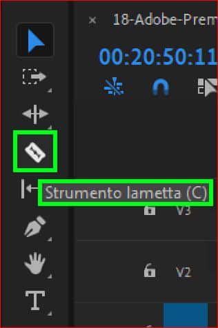 Il Trim in Adobe Premiere 2019: strumento lametta Il Trim in Adobe Premiere 2019: strumento lametta