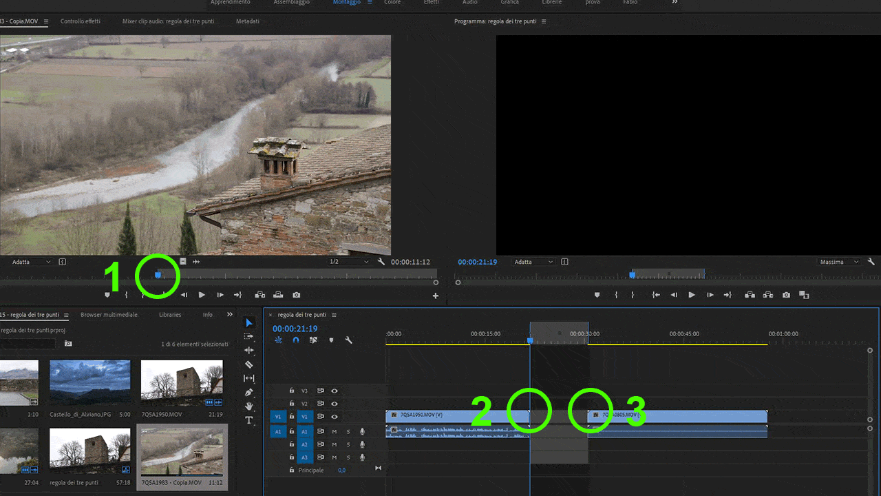 La regola dei tre punti nel video editing. La regola dei tre punti nel video editing.
