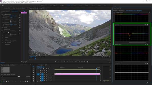 Adobe Premiere 2019 - Novità: correzione selettiva del colore: tonalità vs tonalità