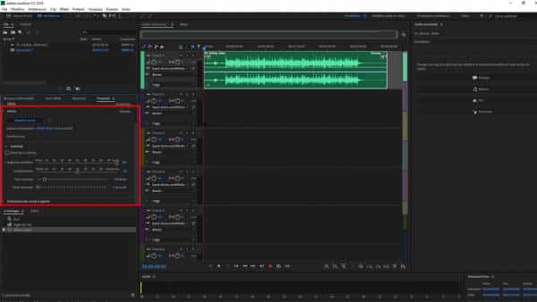 Pannello proprietà funzione remix di Adobe Audition 2019 Pannello proprietà funzione remix di Adobe Audition 2019