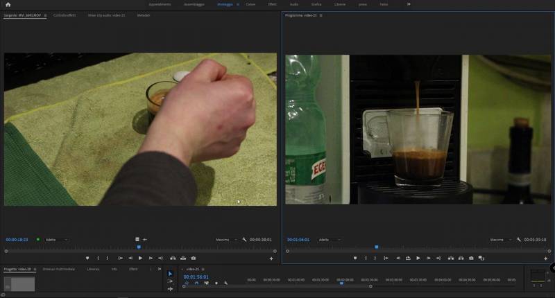 Monitor sorgente e monitor programma in Adobe Premiere 2019