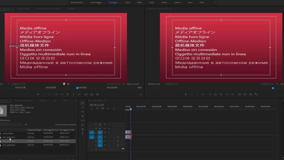 Come rilincare media offline in Adobe Premiere