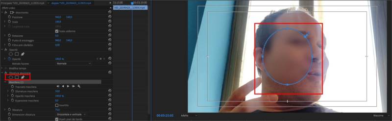 Utilizzare le maschere per sfocare una porzione di video in Adobe Premiere