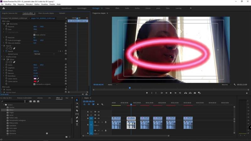 Effetto genera ellisse in Adobe Premiere 2019