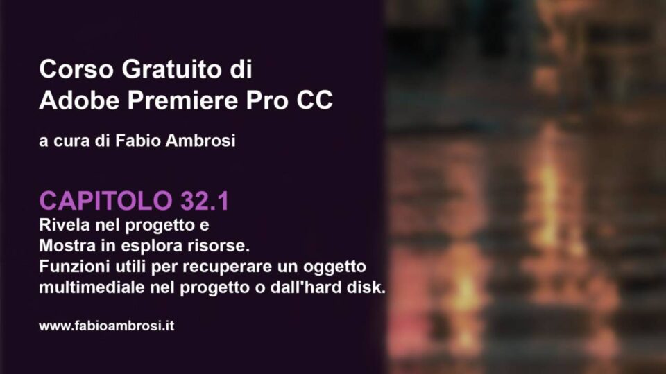 Rivela nel Progetto e mostra in esplora risorse: Adobe Premiere