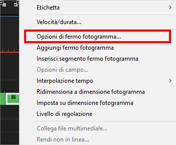Adobe Premiere: opzioni di fermo fotogramma