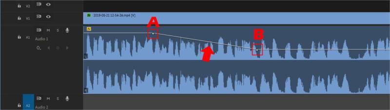 Aumentare o diminuire il volume di una clip audio utilizzando i keyframe