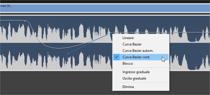 Opzioni curva key frame in Adobe Premiere Pro