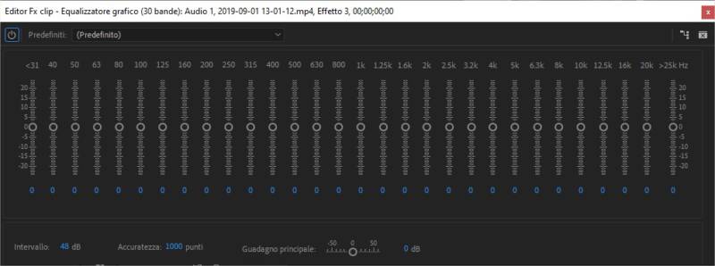 Effetti Audio Adobe Premiere: equalizzatore grafico a trenta bande