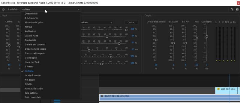Effetti audio in Adobe Premiere Pro: riverbero surround