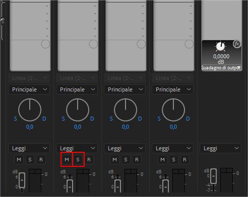 Come mettere in Mute o in Solo una clip o una traccia nel mixer audio di Adobe Premiere Pro