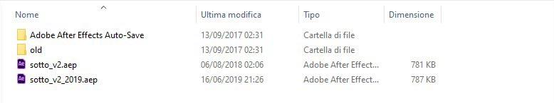 I file progetto After Effects