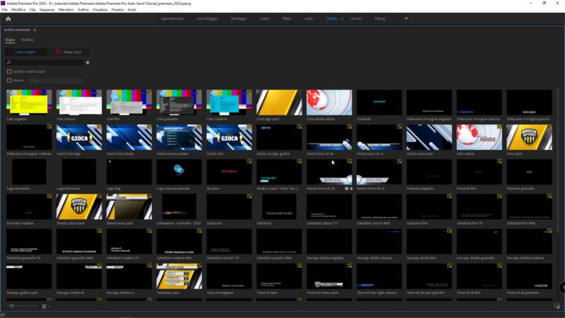 Grafica Essenziale in Adobe Premiere Pro - Libreria