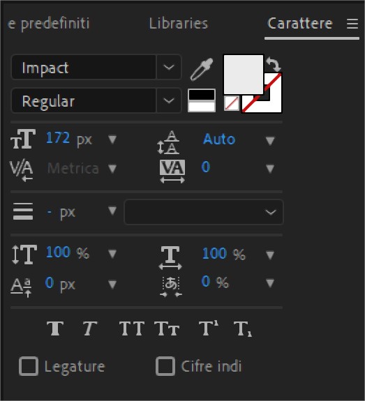 Modificare il testo in After Effects: il pannello carattere