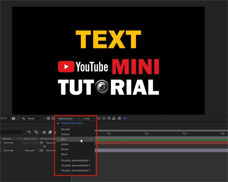 Menu a comparsa Visualizzazione 3D