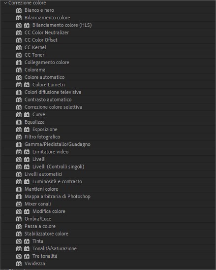 Effetti Correzione Colore in Adobe After Effects