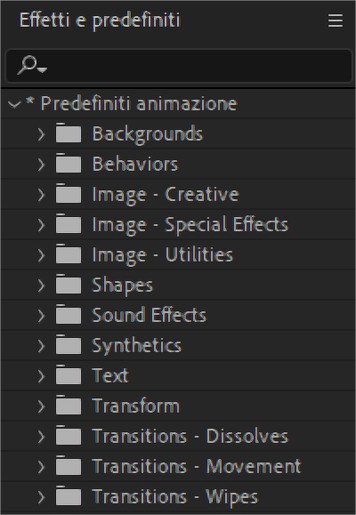 Preset e Predefiniti di Animazione in Adobe After Effects