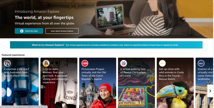 Amazon Explore Home Page