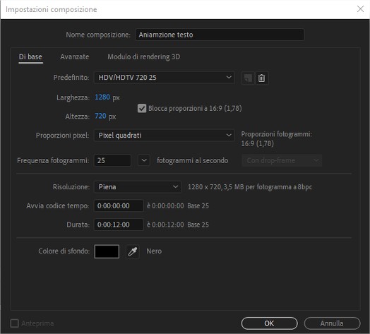 Animare un testo stile macchina da scrivere: creare nuova composizione