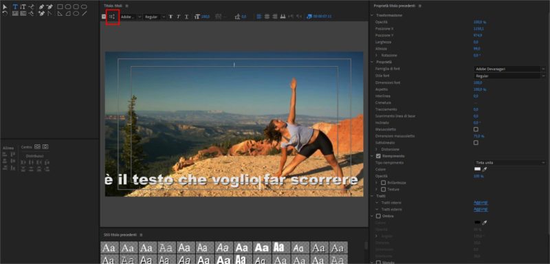 Come fare per creare un testo che scorre in Premiere Pro?