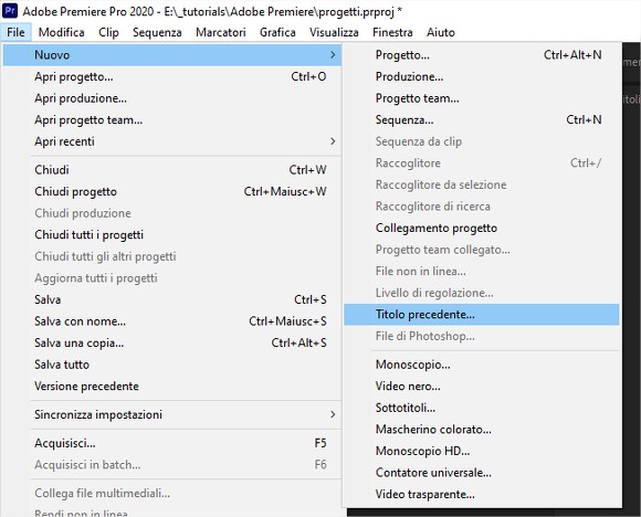 Titolatrice Adobe Premiere Pro: creare un testo che scorre