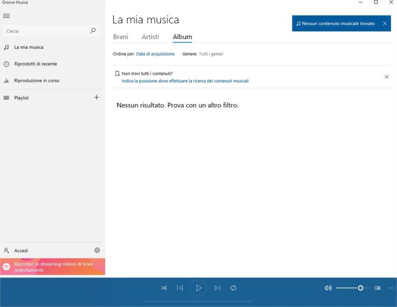 Applicazioni già installate in Windows 10: groove musica Applicazioni già installate in Windows 10: groove musica