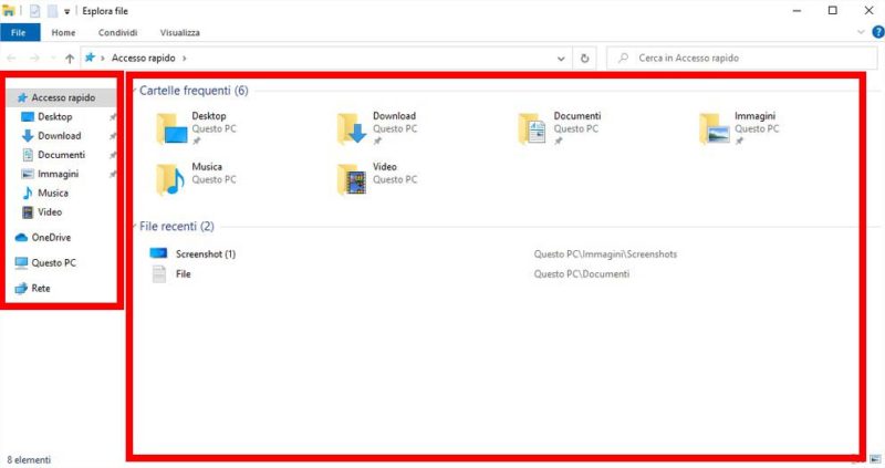 Finestra Esplora Risorse in Windows 10 Finestra Esplora Risorse in Windows 10