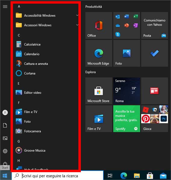 Applicazioni installate in Windows 10 Applicazioni installate in Windows 10