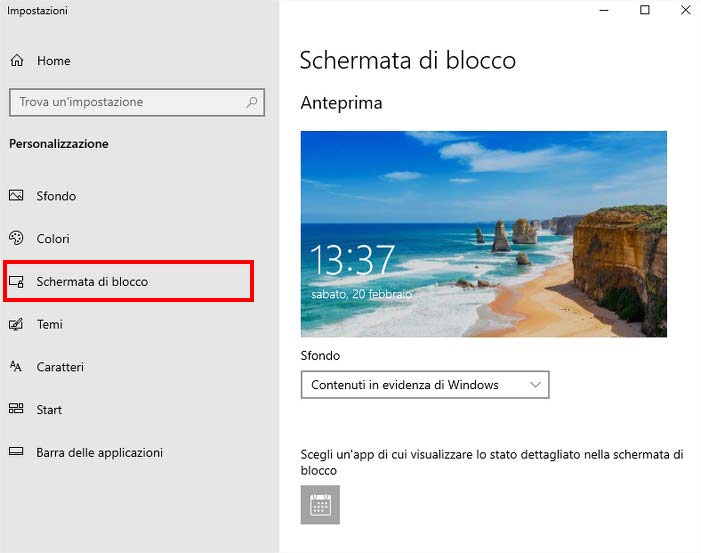 Come personalizzare la scheramta di blocco in Windows 10