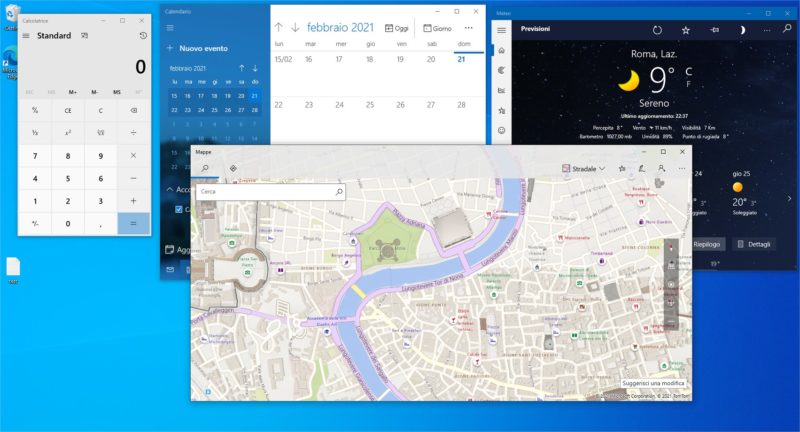 Programmi installati in Windows 10: calcolatricie, Calendario, Mappe e Meteo Programmi installati in Windows 10: calcolatricie, Calendario, Mappe e Meteo