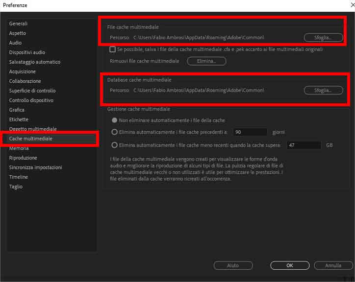 Come pulire la cache dei file multimediali in Adobe Premiere Pro - STEP 2