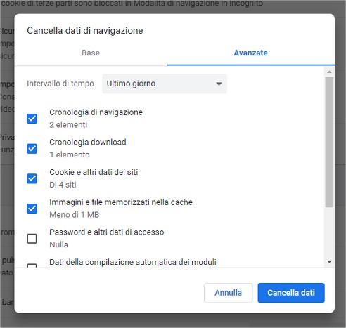 Come cancellare la cache e i dati personali in Google Chrome (Desktop) - STEP 6