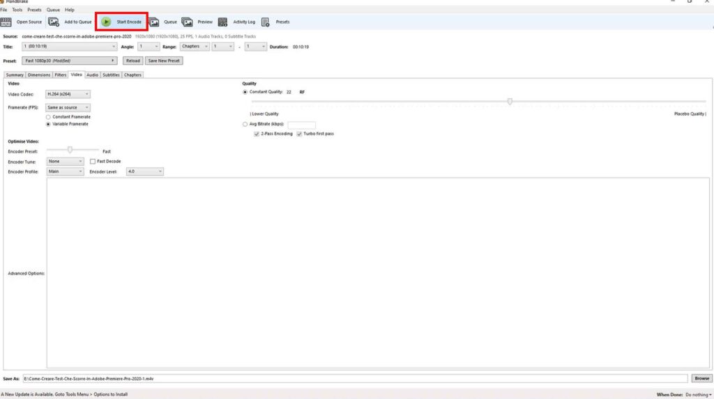 Come convertire un file video / audio gratuitamente usando HandBrake - STEP 5 - Avvia la conversione Come convertire un file video / audio gratuitamente usando HandBrake - STEP 5 - Avvia la conversione