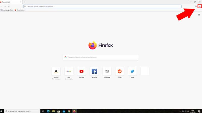 Come pulire la cache di Firefox (Desktop) - Step 2 - Apri il panino