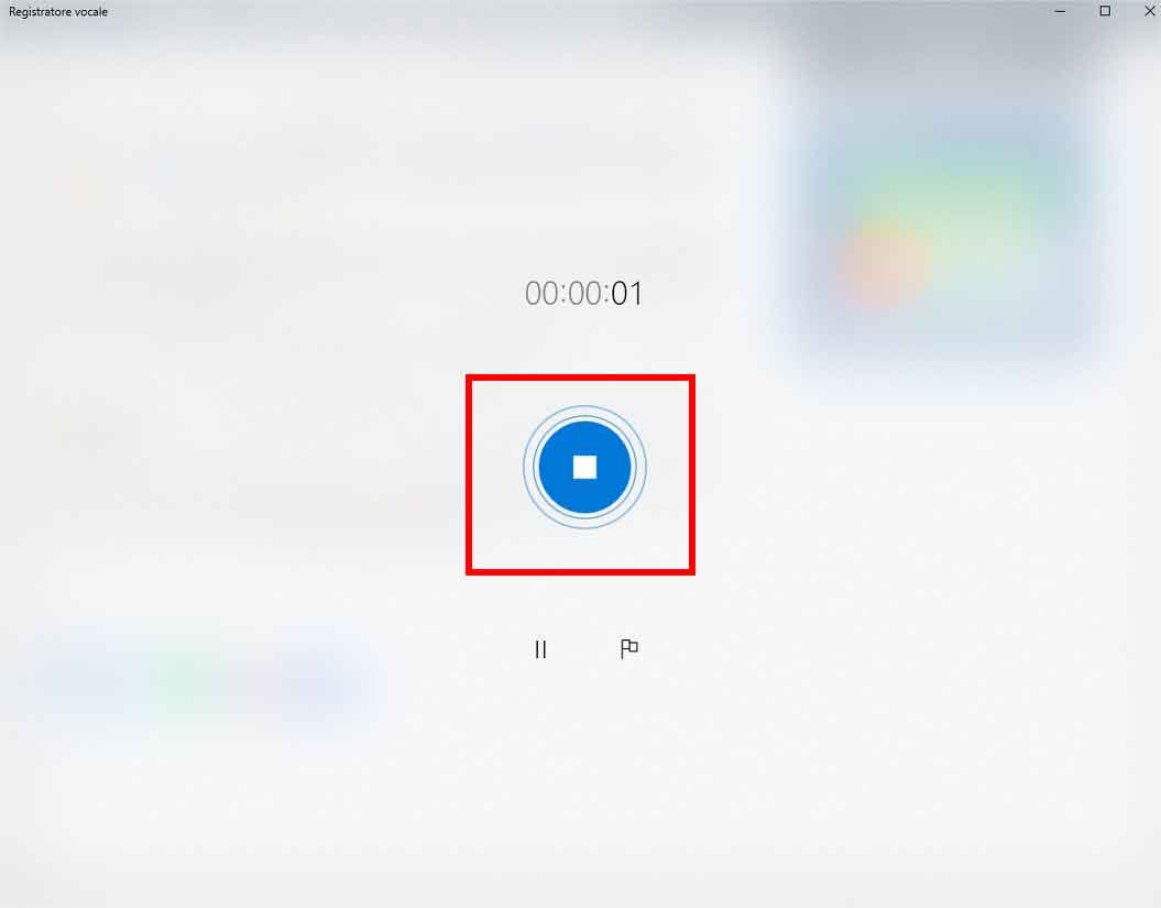 Cliccate sul pulsante di STOP per fermare la registrazione e salvare il file audio