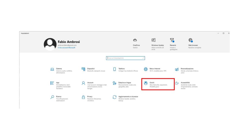Come registrare lo schermo in Windows 10 mentre si gioca - STEP 2 - Cliccare su "Giochi" Come registrare lo schermo in Windows 10 mentre si gioca - STEP 2 - Cliccare su "Giochi"