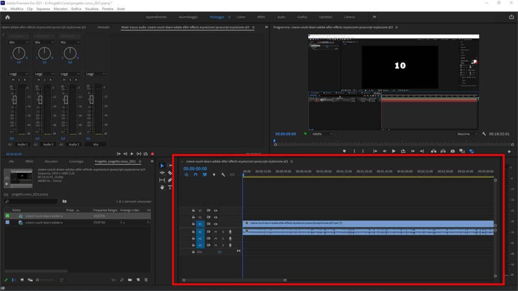 Come sottotitolare automaticamente un video usando Adobe Premiere Pro: STEP 1 - Selezionare la sequenza