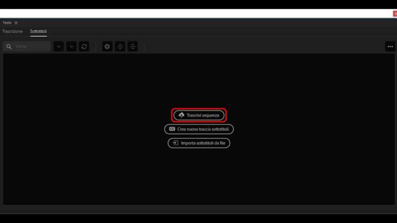 Trascrizione automatica dei sottotitoli in Adobe Premiere Pro