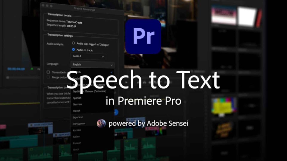 Trascrizione automatica sottotitoli in Adobe Premiere Pro