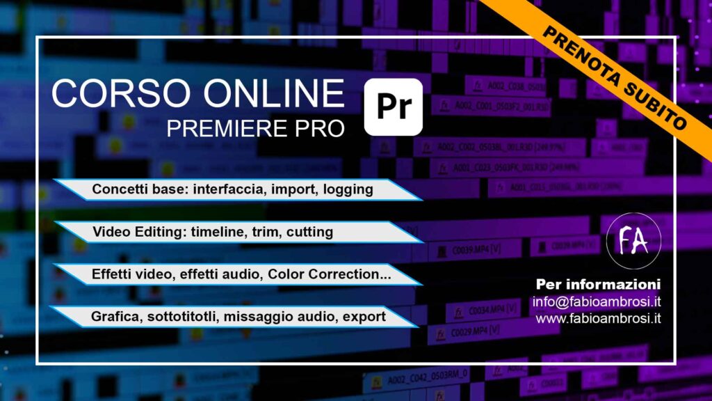 Corso online di editing video Premiere Pro