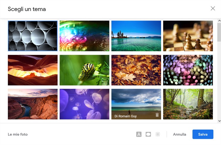 Cambiare tema e colori di Gmail: STEP 3 - Scegliere un tema fra quelli gà disponibili