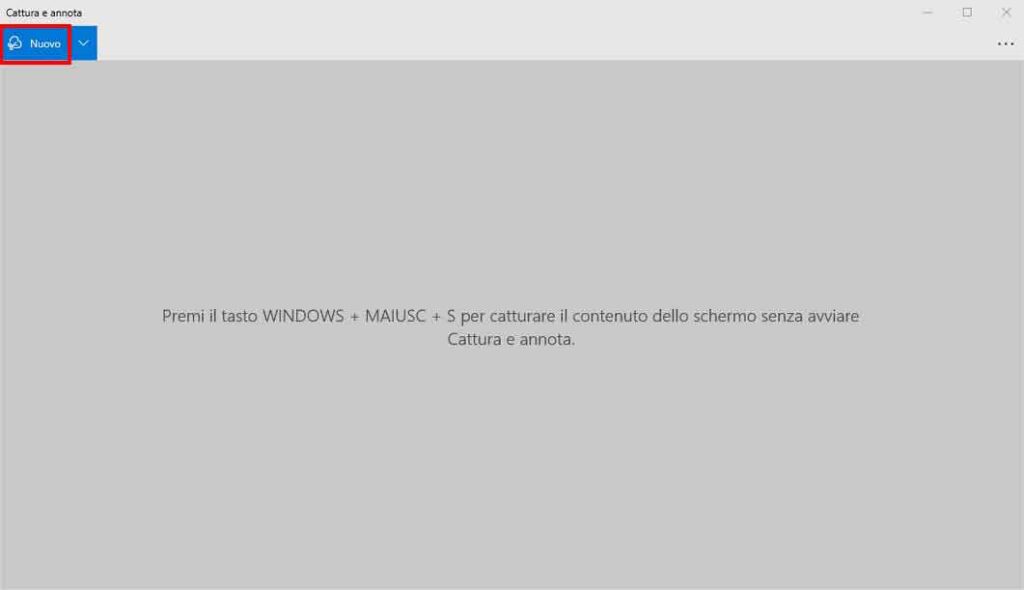 Fare Screenshot Widows 10 - Step 2 - Cliccare su Nuovo