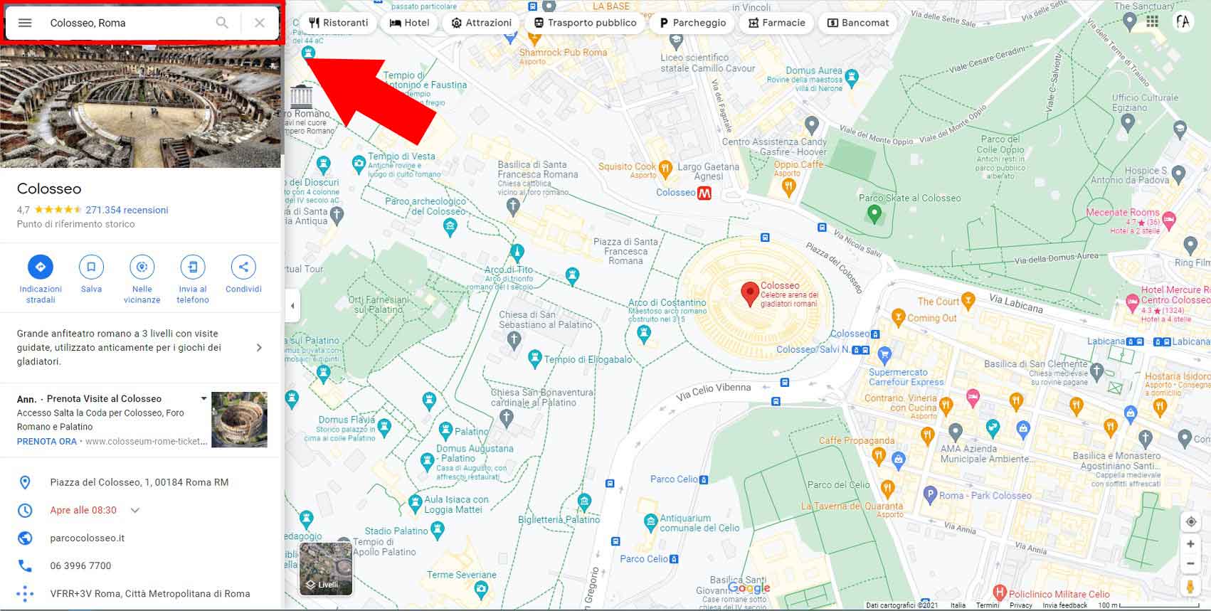 Scegliete una località in cui si trovano i due punti di cui volete calcolare la distanza