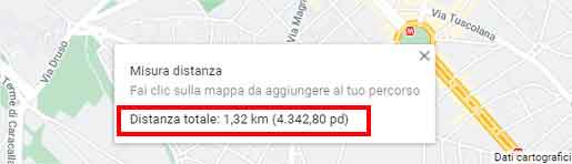 Come misurare la distanza con Google Maps - STEP 5 - Leggi la misura della distanza calcolata