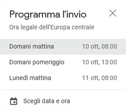 Come pianificare l'invio di una mail usando Gmail - STEP 3 - Sceglere giorno e ora d'invio