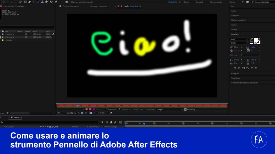 Come usare e animare lo strumento pennello in Adobe After Effects