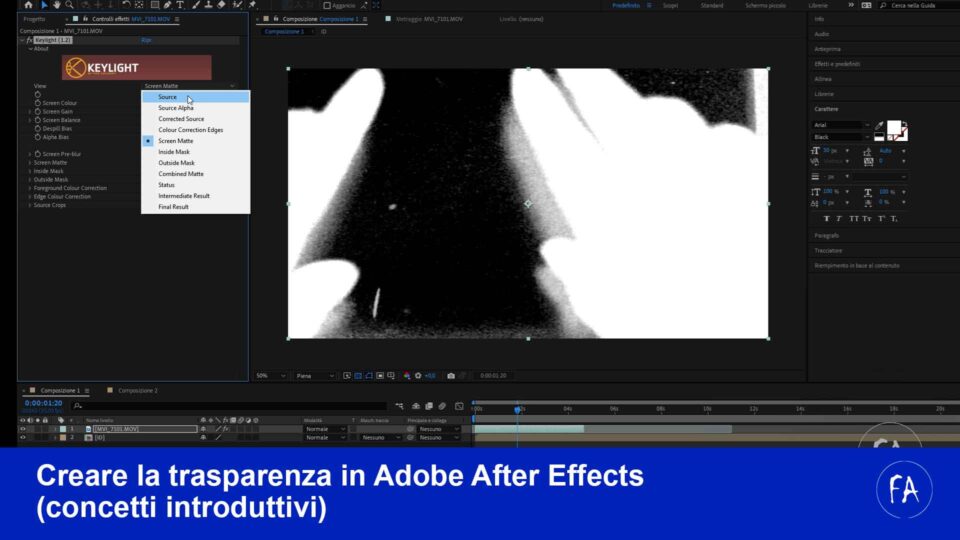 Come creare trasparenza in Adobe After Effects